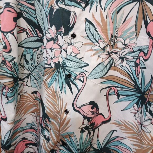 Nosirhoc Tropical Pink Flamingo Hawaiian Shirt XL Men’s Tropical Beach Button-u - Picture 3 of 11
